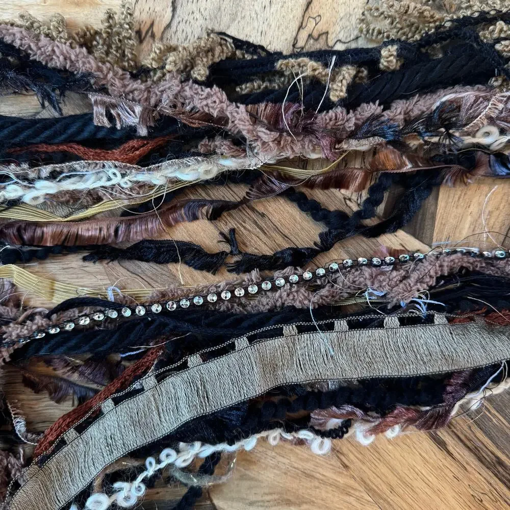 VTG Scarves of Westwood Ribbon Yarn Extra Long Skinny Scarf Boho Rhinestone